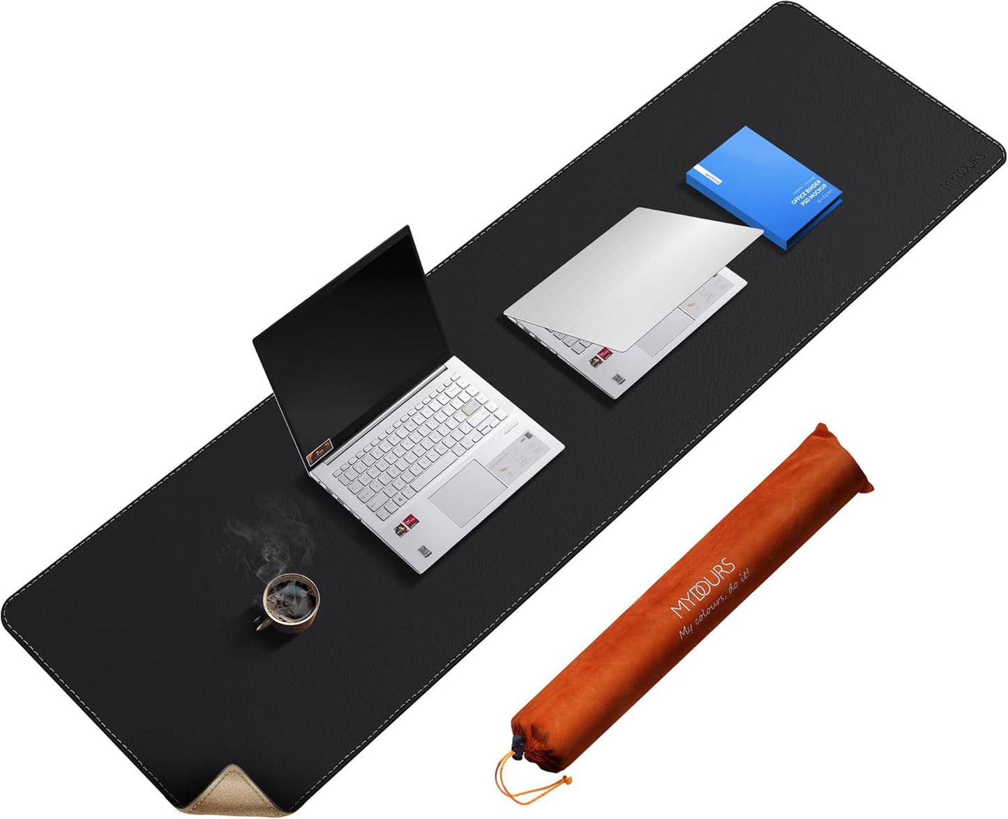 Mydours 40" x 20" Extra Large Desk Mat, PU Leather & Cork Desk Pad, Large XXL Desk Mouse Pad for Workstation, Office, Home, Computer Desk Mat with Keyboard & Mouse (Black)