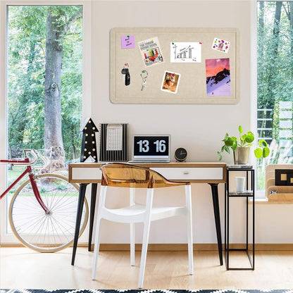 Vuzvuv Black 28"x16" Large Cork Board with 50 Push Pins & Sticky Notes, Self-Adhesive Bulletin Board for Wall, Felt Pin Vision Board for Paste Notes,Schedules Offices Home