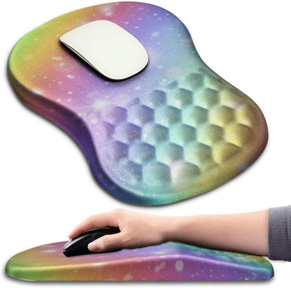 Hokafenle Ergonomic Mouse Pad Wrist Support with Massage Design, Wrist Rest Pain Relief Mousepad with Memory Foam&Non-Slip PU Base, Mouse Pads for Wireless Mouse & Desk (12x8 inch,Black)