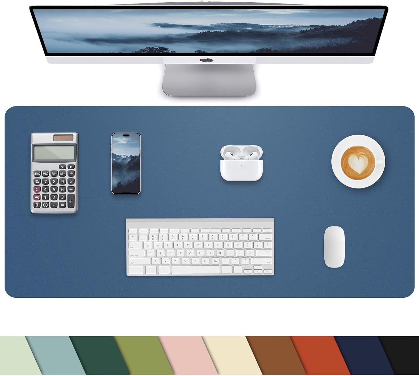 Leather Desk Pad Protector, Office Desk Mat, Large Mouse Pad, Non-Slip PU Leather Desk Blotter, Laptop Desk Pad Desk Accessories for Office and Home (Black, 40" x 17")