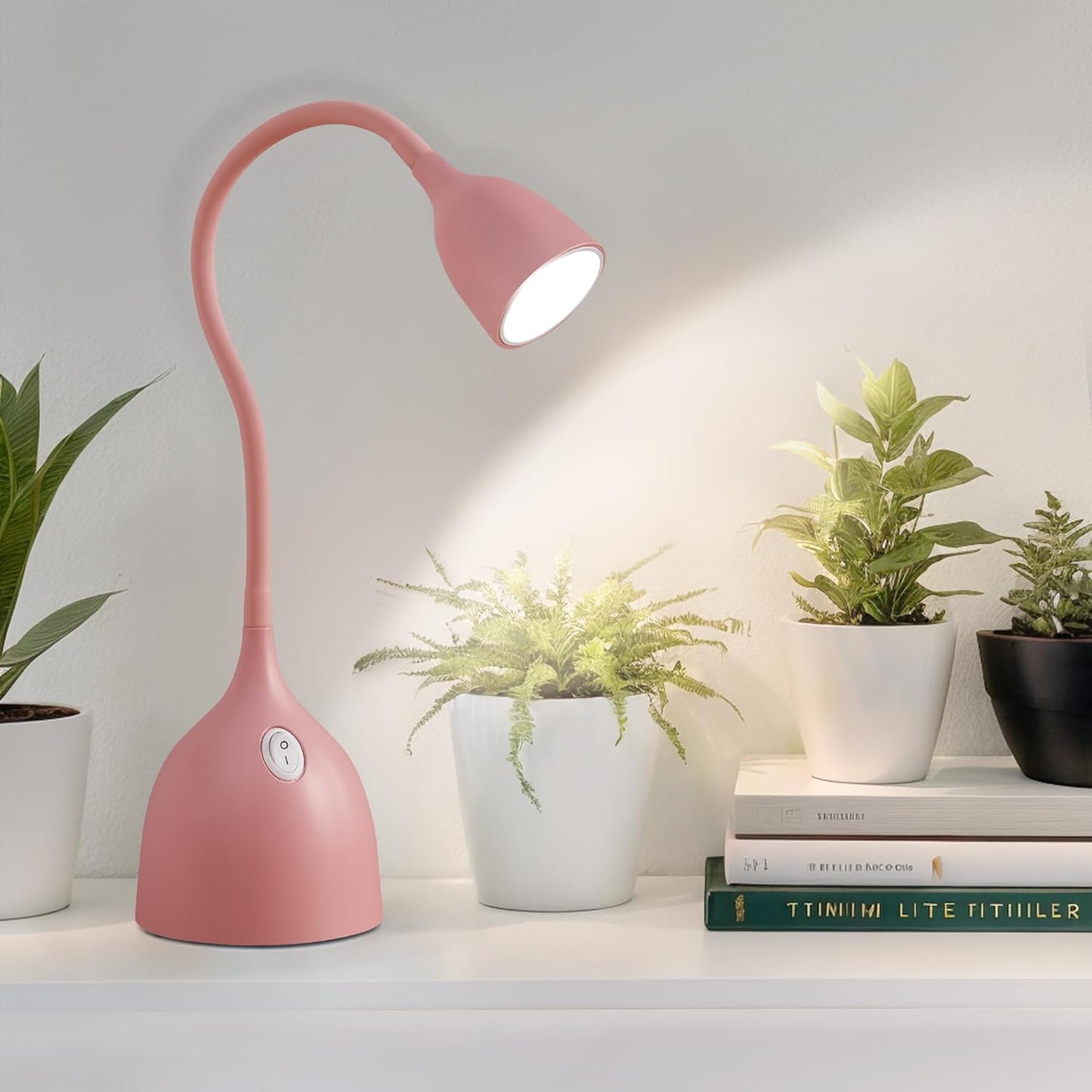 EJIAXIN Desk Lamp for Home Office - Clip on Reading Light and Bed Headboard Clamp Lamp, Bedside Gooseneck Table Lamp, Clip on Desk Lamps, Eye-Caring Desk Lamp for College Dorm Room Study Lamp, White