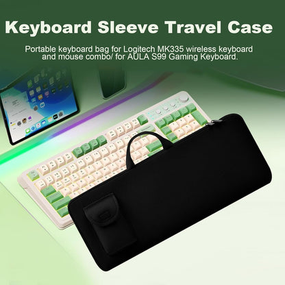 Travel Case for Logitech MK335 Wireless Computer Keyboards Mouse Combo, Neoprene Mouse Pouch and Cable Storage Bag, Keyboard Sleeve for Aula S99 Gaming Keyboard (Black)