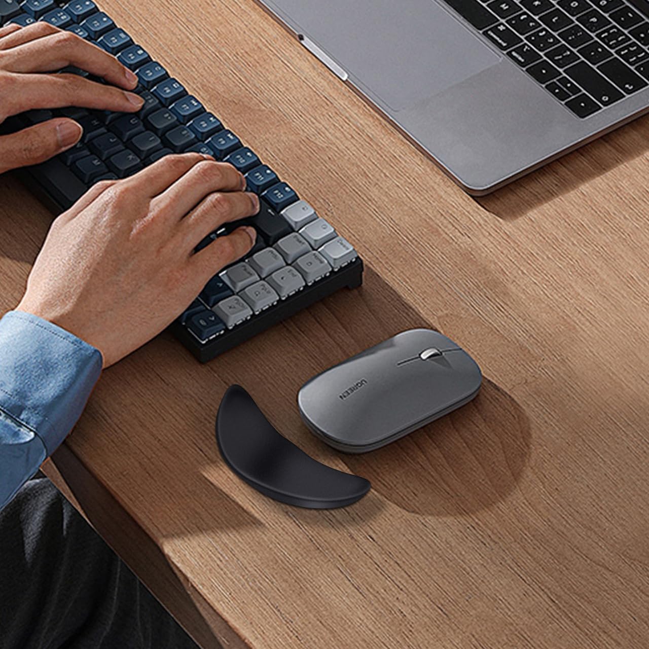 JIKIOU Right-Handed Truly Ergonomic Wrist Rest for Mouse 2 Pack, Carpal Tunnel Support, Pain Relief, Anti-Fatigue, Easy Glide, Office Computer Laptop Gaming Black