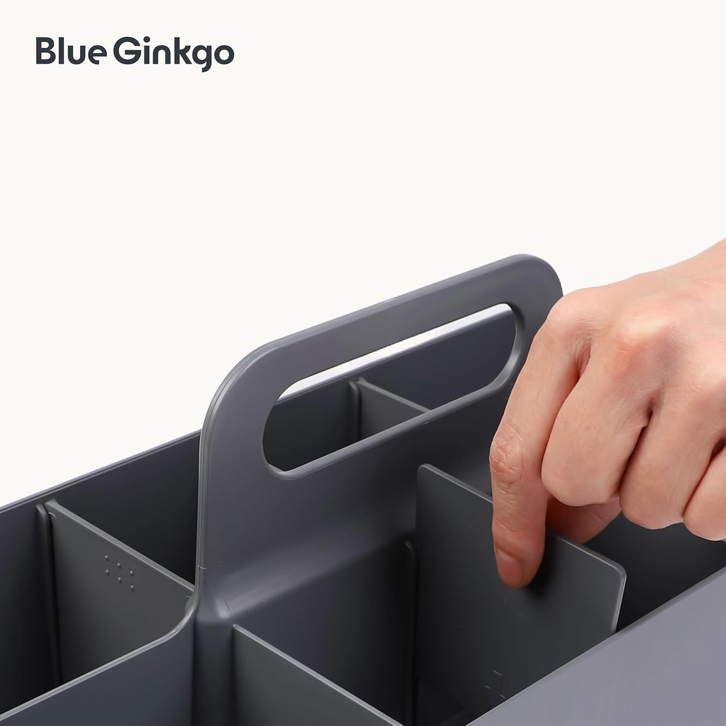 BLUE GINKGO Stackable Organizer Caddy – Korean-Made Portable Tote for Bathroom, Office, Crafts, or School Supplies (Rectangle, White)