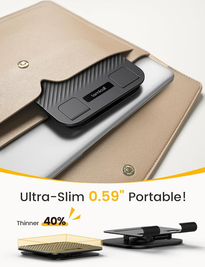 Lamicall Adjustable iPad Stand for Desk - [Ultra-Slim Foldable][360°Rotation Base] Tablet Holder Stand, Heavy-Duty E-Reader Kindle Holder for 4.7-13" Device, iPad Pro Air Mini, Kindle, Tabs, iPhone