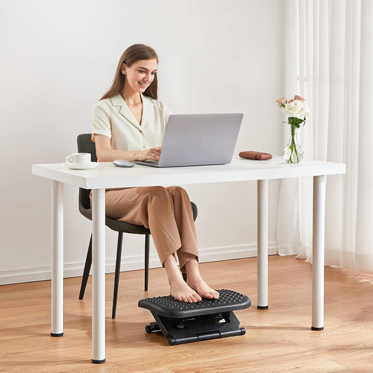 HUANUO Adjustable Desk Footrest, Foot Rest for Under Desk at Work with Massage, Adjustable Foot Stool with 3 Height Position & 30 Degree Tilt Angle Adjustment for Home, Office, Gray