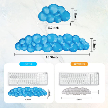 Gel Cloud Keyboard and Mouse Wrist Rest, Cute Wrist Support and Arm Support Keyboard Rest for Keyboard and Mouse Typing Pain Relief，Suitable for Office/Computer/Laptop/Gaming（White）