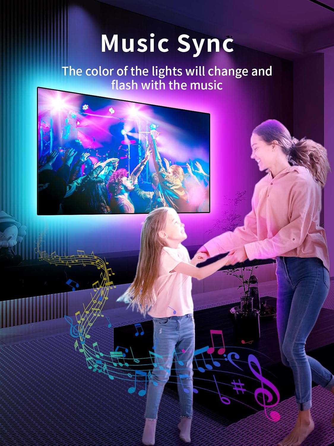 KANTUTOE LED Lights for TV, 16.4ft TV LED Backlight for 45-75 Inch TVs, RGB TV Backlight Behind with Music Sync, Smart APP and Button Control Strip Lights USB Powered for Bedroom/Gaming