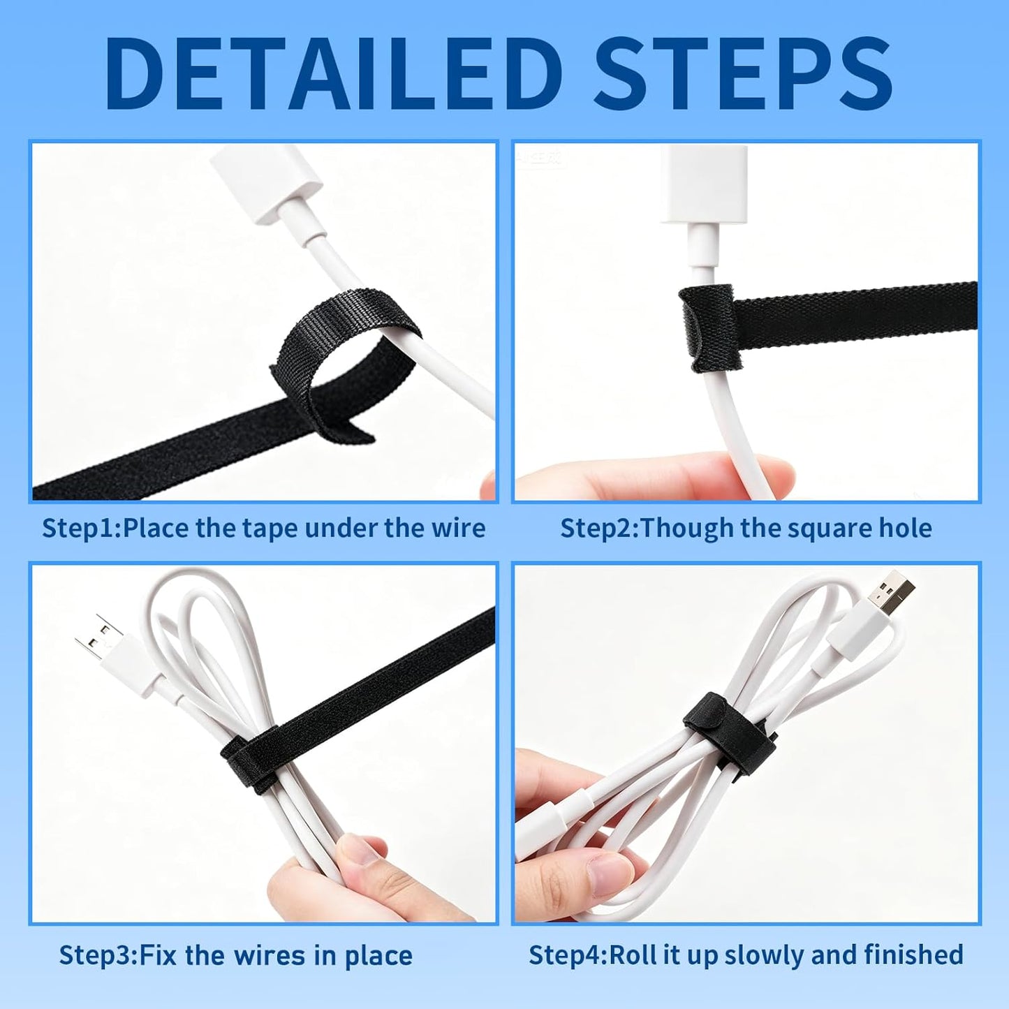 100PCS Hook and Loop Straps - 6 Inch Reusable Cable Ties for Cable Management, Adjustable Cord Organizer Hook & Loop Straps for Home, Office and Data Centers, Black