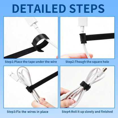 100PCS Hook and Loop Straps - 6 Inch Reusable Cable Ties for Cable Management, Adjustable Cord Organizer Hook & Loop Straps for Home, Office and Data Centers, Black