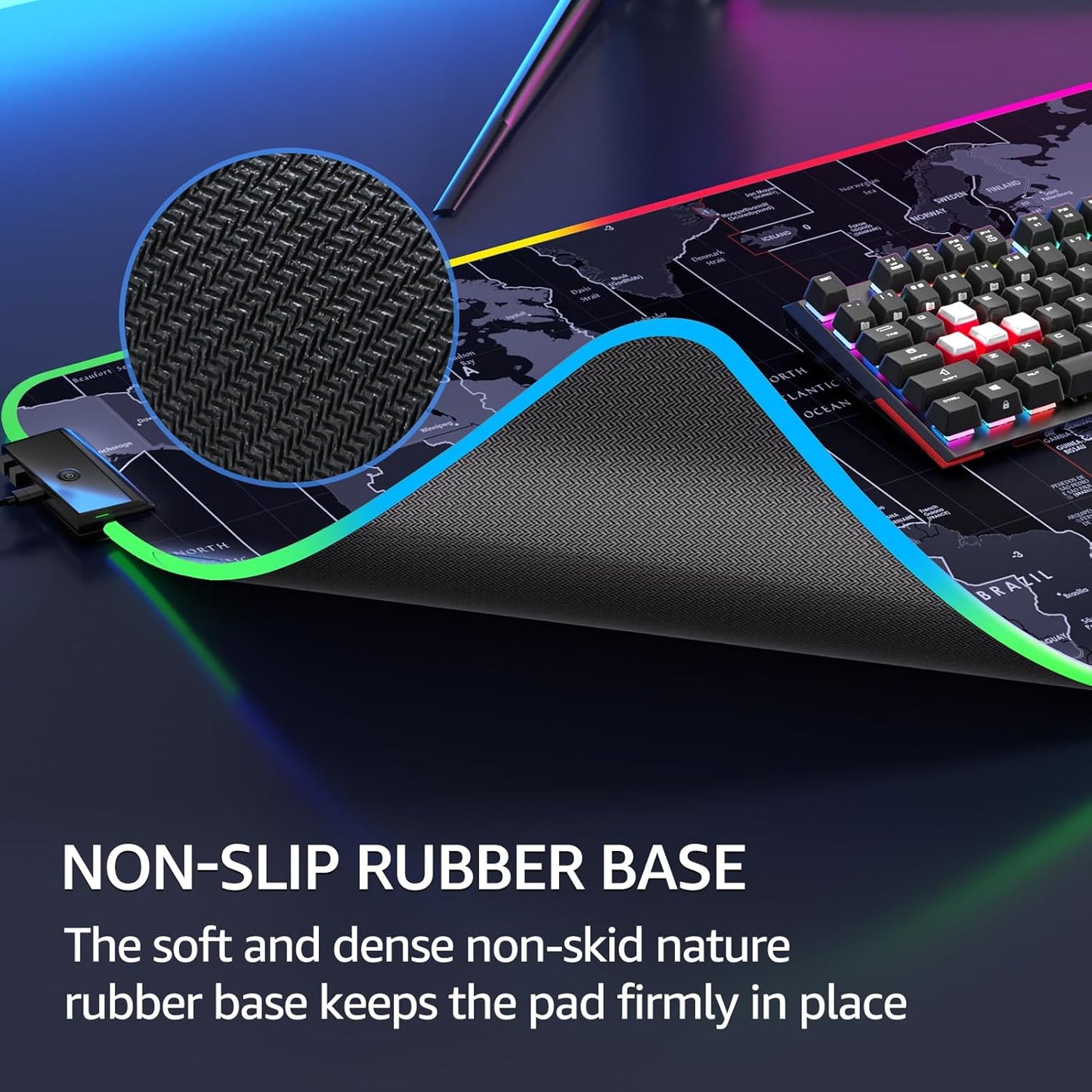 KTRIO Large Gaming Mouse Pad Desk Mat, Superior Micro-Weave Cloth for Precise Mouse Control, Non-Slip Rubber Base, Stitched Edges, Water-Resistant, for Gamer, Office & Home, 31.5" x 11.8" inches