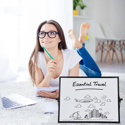 3 Pcs Dry Erase Whiteboard 16" x 12" Desktop Whiteboard Calendar Double Sided Magnetic White Board Dry Erase Board with Stand Portable Planning Panels for Home Office School to Do List (Black Frame)