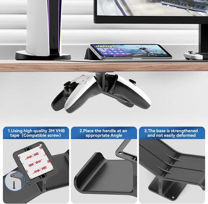 Controller Holder,Headphone Stand Headset and Controller Stand Under Desk Controller Holder with Strong Double Sided Tape Universal Design for Xbox ONE, PS5, PS4, PC