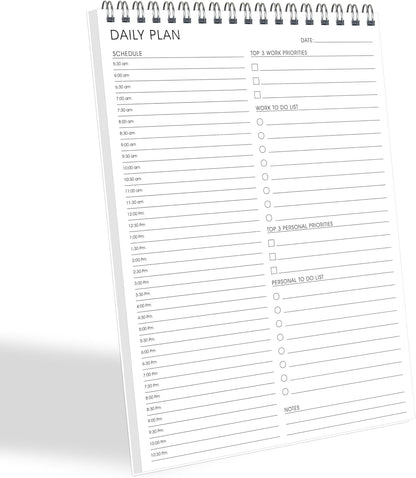 104 Pgs To Do List Notepad - Daily Planner Notepad Undated 52 Duplex-Printed Undated Sheets Tear Off, 6.5" x 9.8" Checklist Productivity Organizer with Hourly Schedule for Tasks