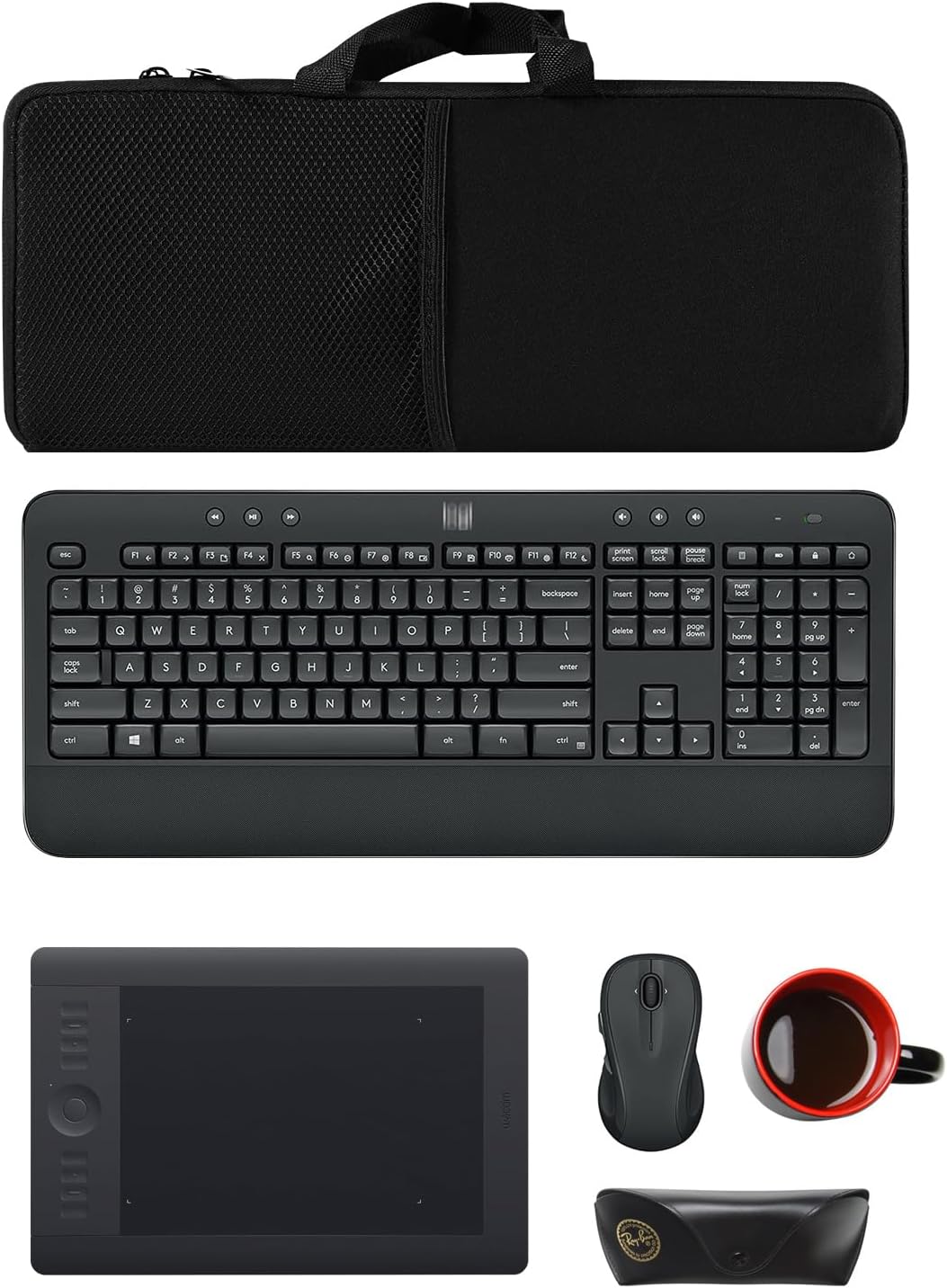 Portable Shockproof Waterproof Keyboard and Mouse Sleeve Protective Case for Logitech MK540/MK545 Advanced Wireless Keyboard & Mouse Combo; Black