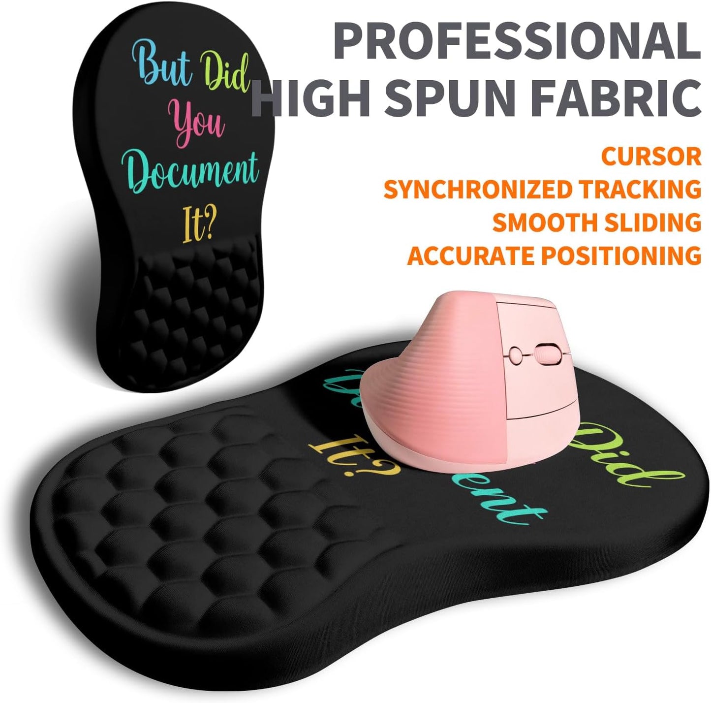 Ergonomic Joint Wrist Support Mouse Pad with Memory Foam Cushion Massage Bump, Carpal Tunnel Pain Relief Mousepad Slope Design for Wrist Rest, 11.8x7.9 in, Black