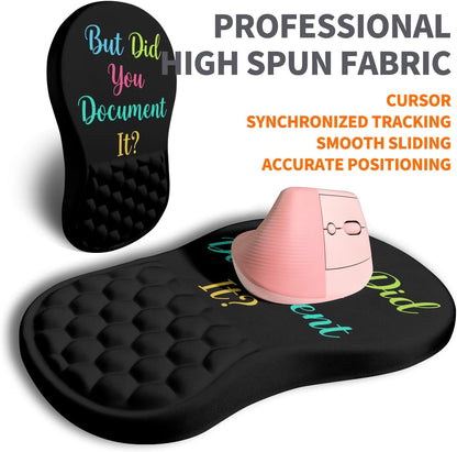 Ergonomic Joint Wrist Support Mouse Pad with Memory Foam Cushion Massage Bump, Carpal Tunnel Pain Relief Mousepad Slope Design for Wrist Rest, 11.8x7.9 in, Black