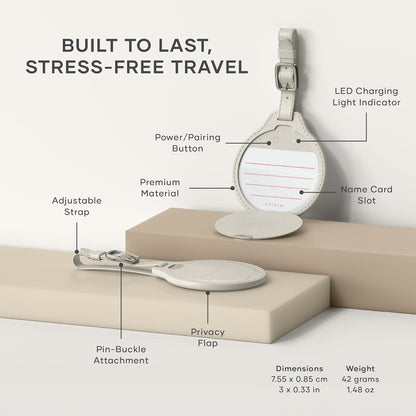 Satechi FindAll Smart Luggage Tag with Find My, TSA-Friendly, Airport Tracking, Left-Behind Alerts, Loud Audible Chime, Wireless Rechargeable, Works with iPhone, iPad, Mac – Desert Rose