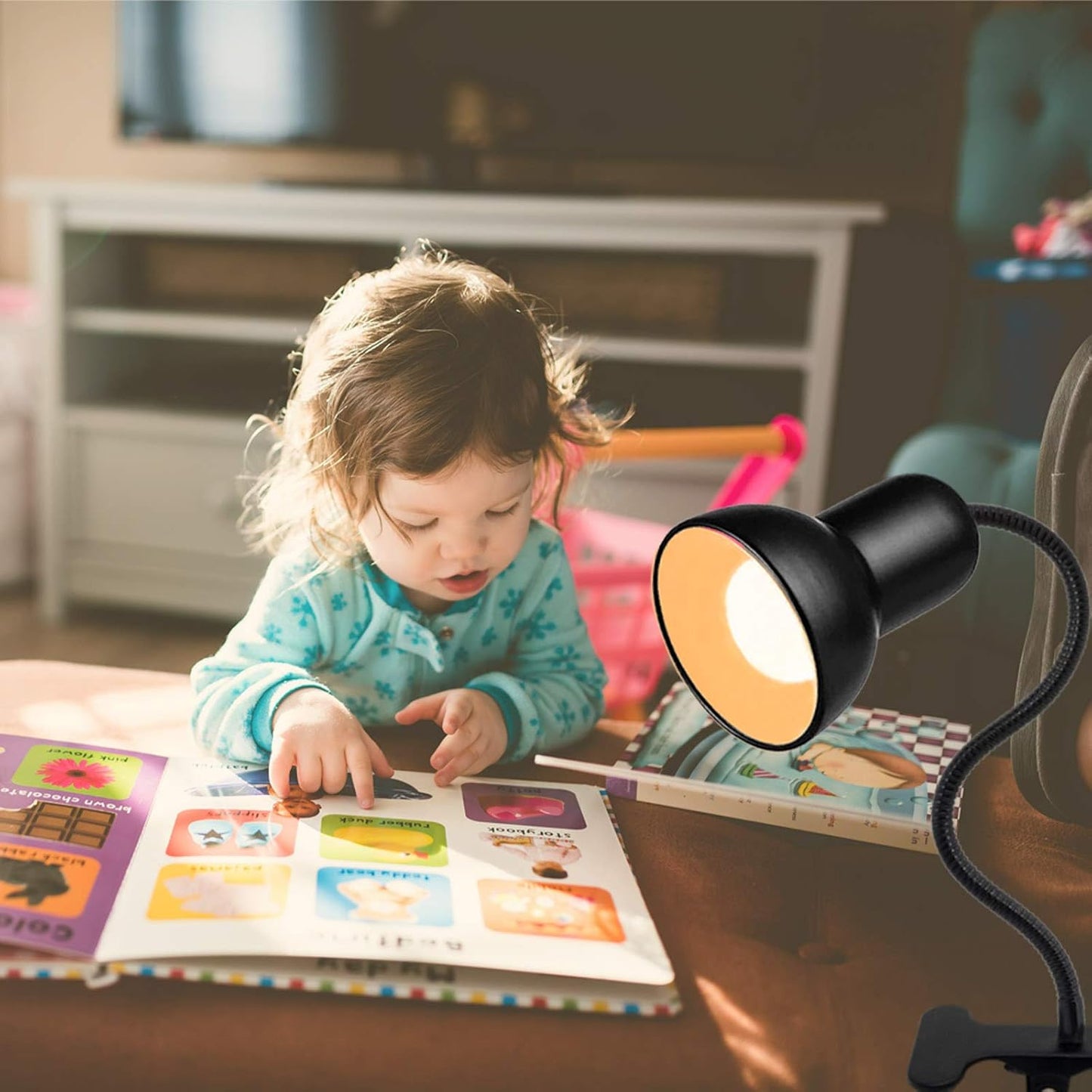 Desk Lamp, 360 Rotation Clip On Reading Light - Gooseneck Lamp with Cable, Portable Clamp Light for Bedroom, Office, Home Lighting