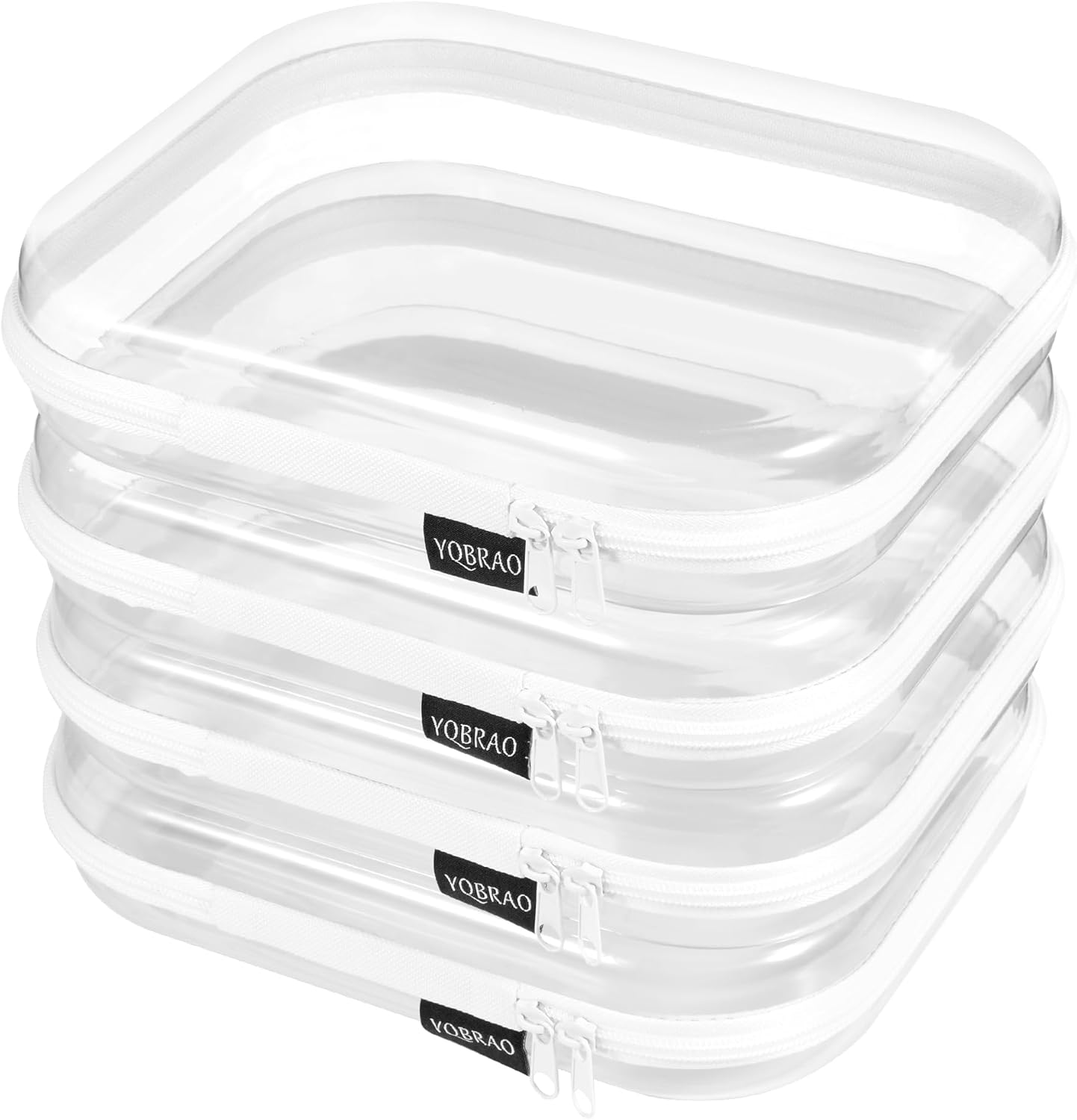 YQBRAO 6 Pack Clear Hard Shell Zipper Case, 1.2mm Heavy Duty Crush-Proof Diaper Bag Organizer Pouches, TSA Approved Travel Makeup Bag for Toiletries & Electronics, (2L, 2M, 2S) Multi-Size Storage Set