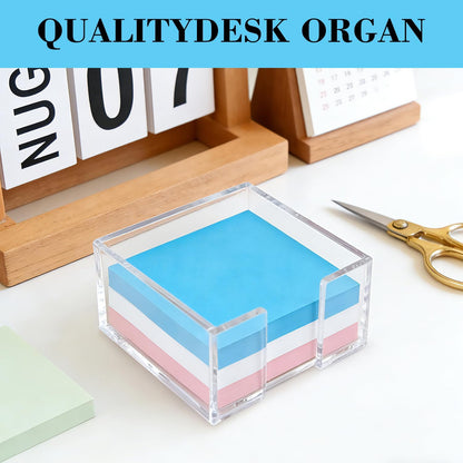 Acrylic Sticky Note Holder, 3x3 Inch Crystal Clear Sticky Note Dispenser for Desk, Office, Home, Dorm Room – Aesthetic Desk Accessory for Computer Screen, Classroom and School Supplies