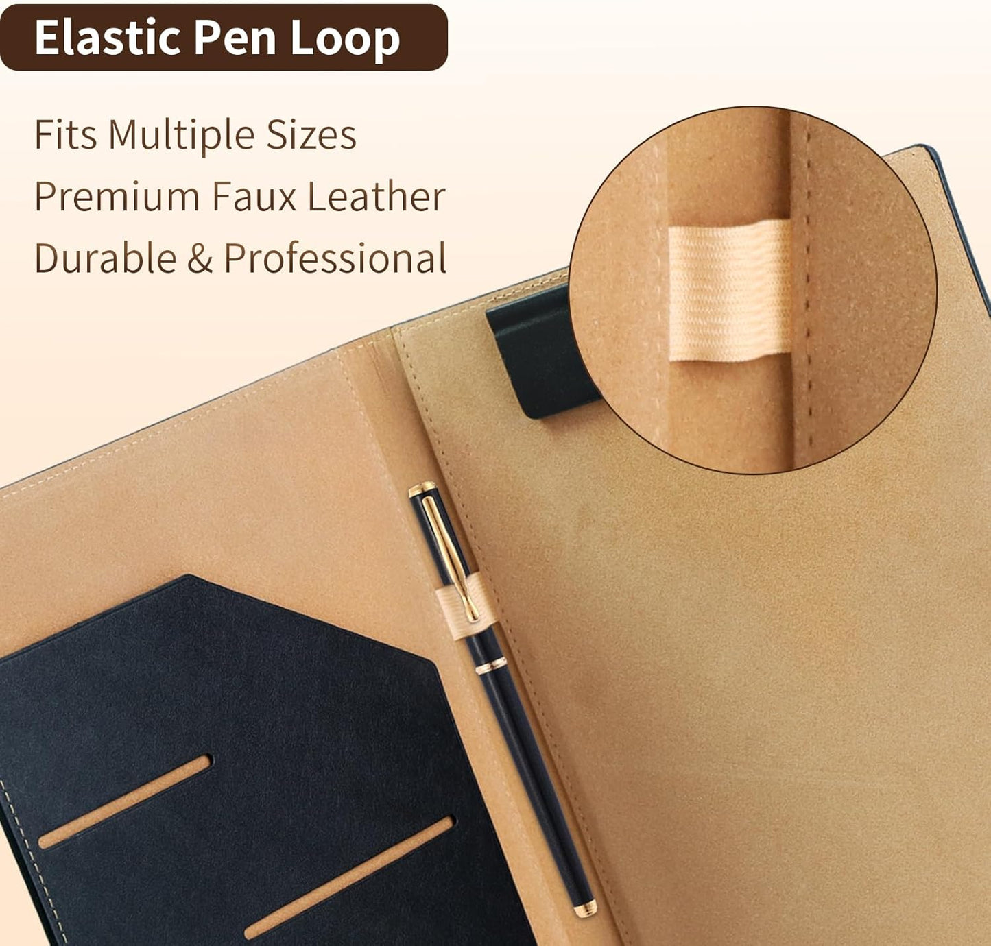 360° Foldable Clipboard Portfolio with Non-Marking Magnetic Clip & Elastic Pen Loop, A4/Letter Document Holder for Business, Office & Interviews
