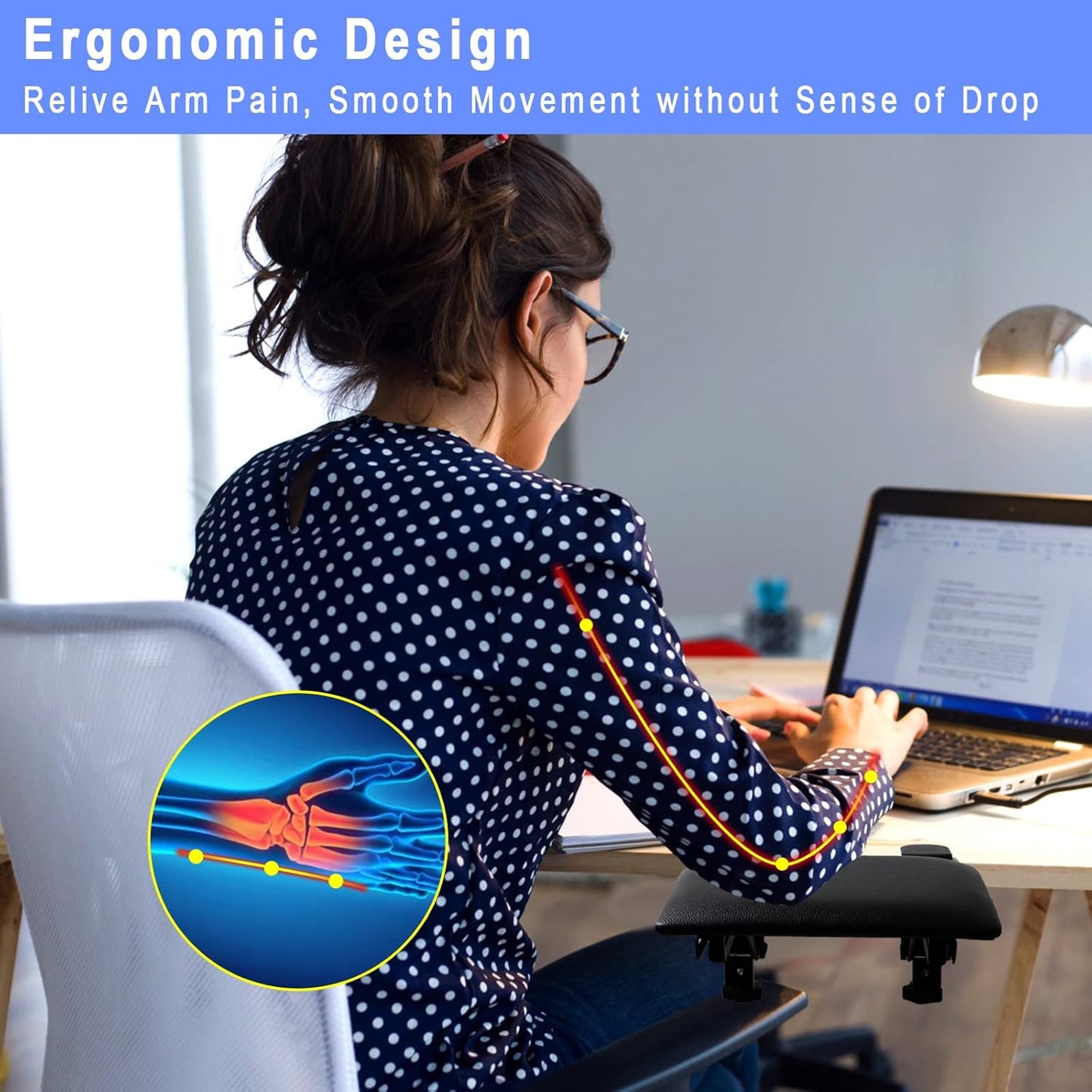 eulps Foldable Arm Rest for Desk, Clamp-On Desk Arm Support Pad with Soft PU Leather Cushion, Ergonomic Wrist & Forearm Rest for Computer Typing, Mouse Use, Gaming, Home Office