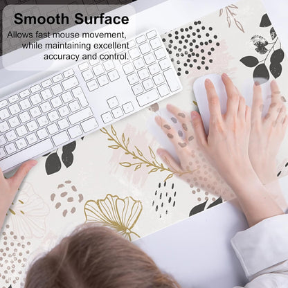 QIYI Large Mouse Pad, Cute Pink Desk Mat for Desktop, Women Girls PU Leather Desk Pad Waterproof Gaming Mousepad, Rose Gold Marble Computer Protector Writing Pad for School Office Home 31.5" x 15.7"