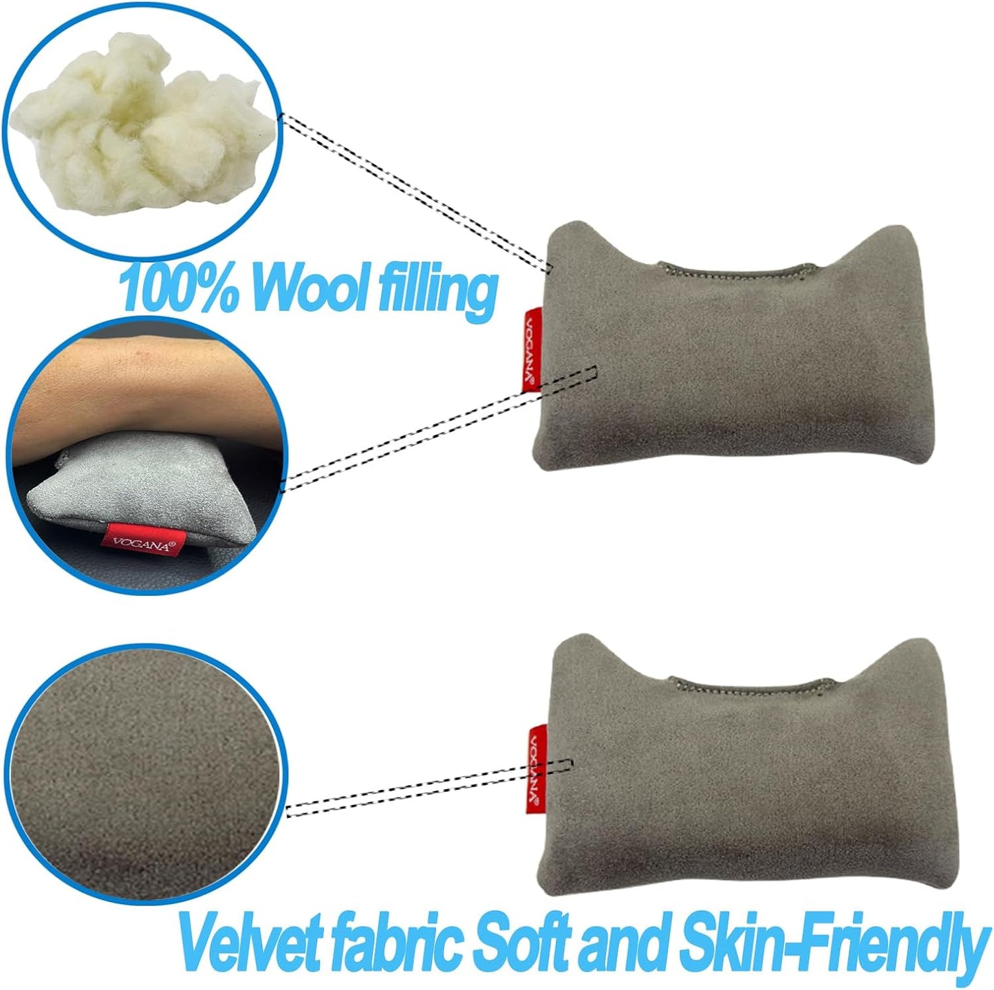 Vogana 1 Piece Mouse Soft Wrist Rest| Made from Suede and Mouse Support 100% Wool fillingr| for Computer, Laptop, PC Gaming Grey
