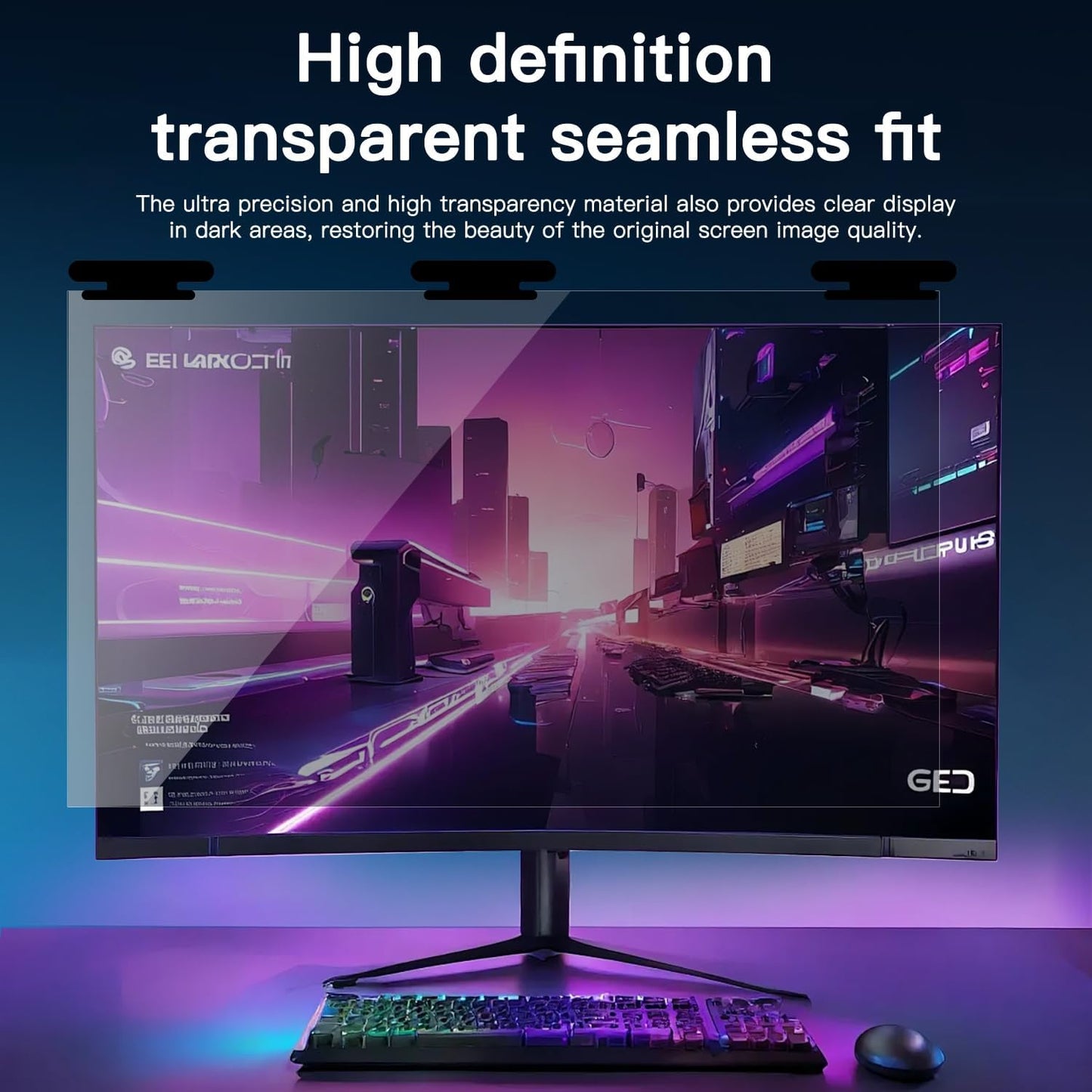 2 Pack Magnetic Hanging Computer Privacy Screen 24 Inch for 16:9 Widescreen Monitor, Removable Privacy Screen Anti Glare Blue Light Computer Screen Privacy Shield, Anti-Scratch 24in Protector Film