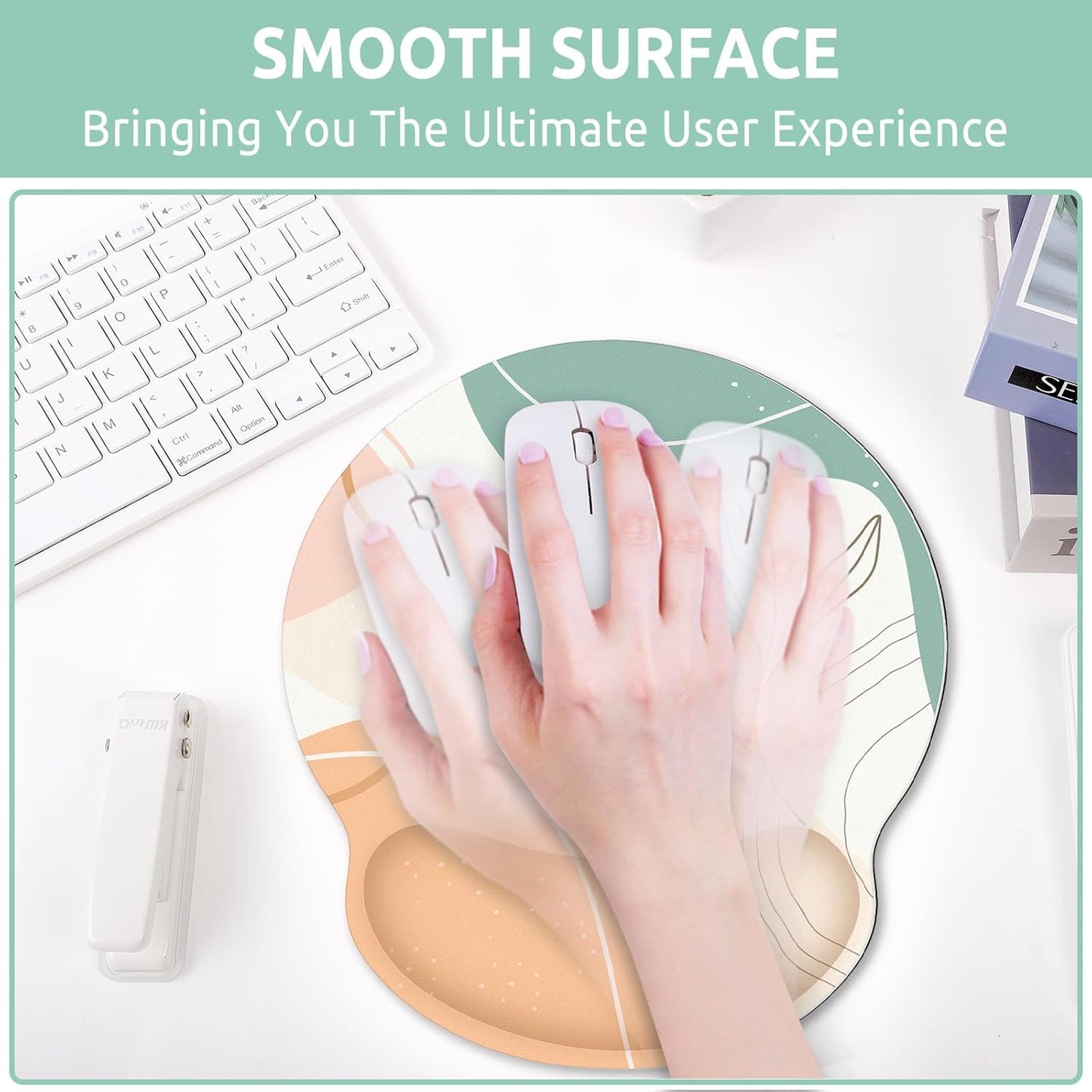 KONVINIT Ergonomic Mouse Pad with Wrist Rest, Small Mousepad with Non-Slip Rubber Base and Smooth Surface, Beach Mouse Pads for Desk, Office Desk Accessories