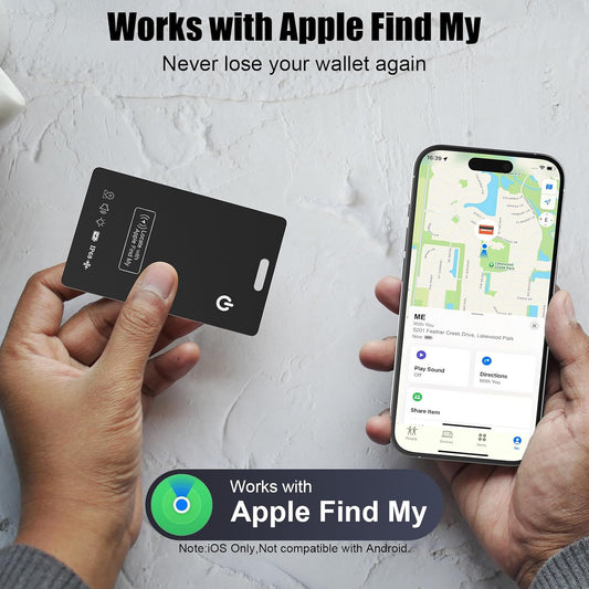 Fathers Day Dad Gifts, Ultra-Thin Wallet Tracker Card, Rechargeable 0.094in IP68 Waterproof Bluetooth Tracker for Wallets, Passport, Work with Apple Find My, Card Locator(iOS Only)