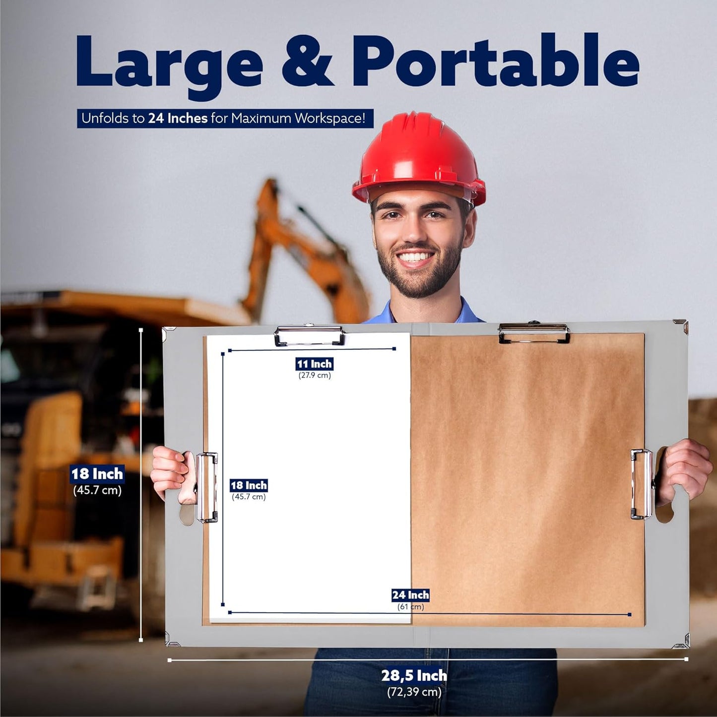 18x24 Clipboard - Foldable 18x24 File Folder & Drawing Board - Folds to 11x17 Clipboard, 4 Clips, Corner Protectors, Portable Art Portfolio, Architecture Folder, 11x17 Binder, Portfolio Binder (Green)