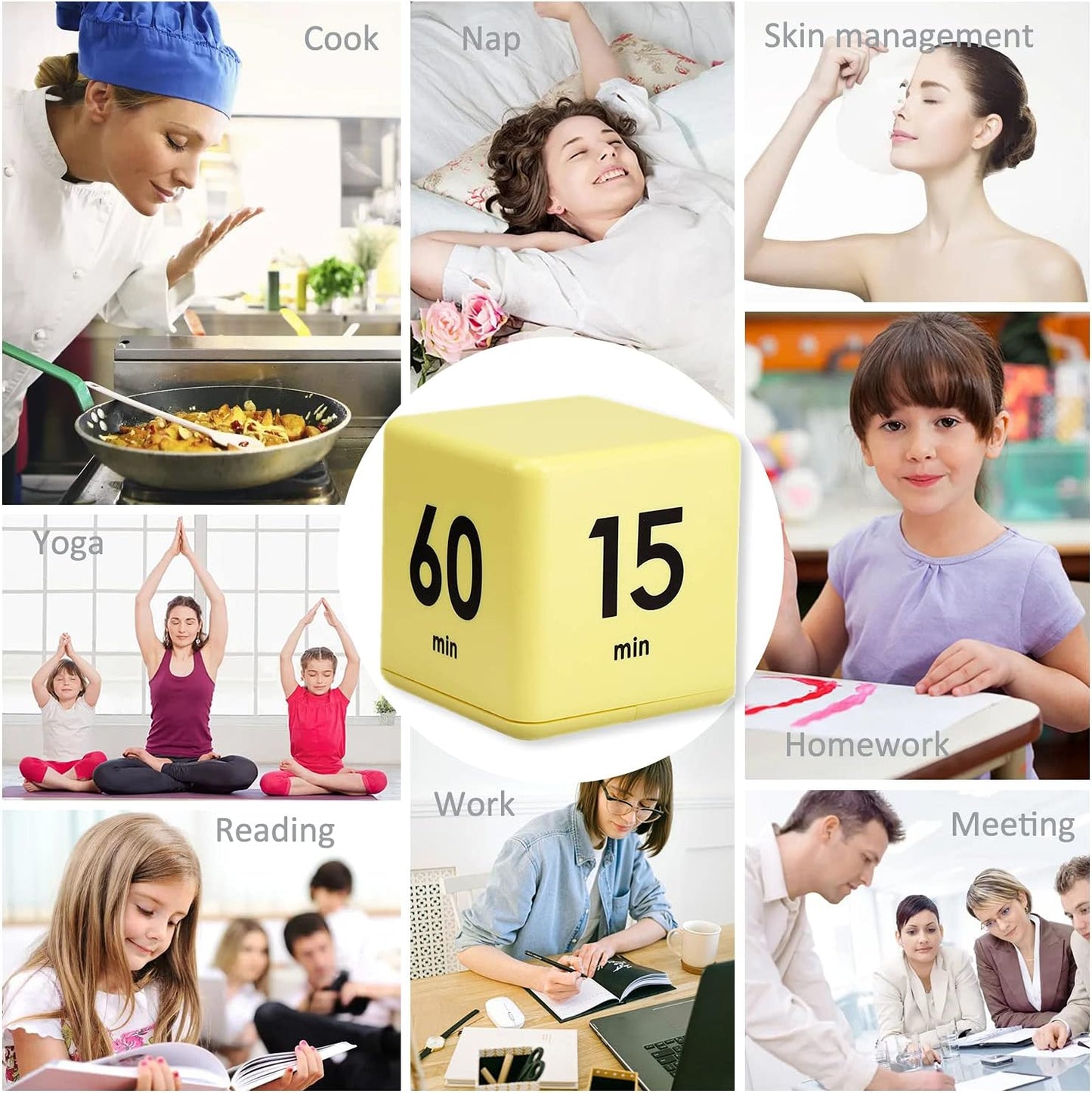 Cube Timer, Kids Timer with Gravity Sensor Flip 15 20 30 60 Mins Countdown Settings for ADHD, Time Management, Classroom, Productivity Workout, Kitchen, Cooking, Study (Pink)