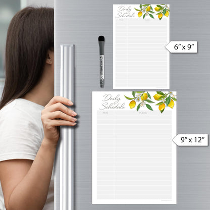 Dry Erase Daily Schedule Planner Sticker Decal by Glassboard Studio | Removable & Reusable | Magnetic Fine-Tip Marker Included (9 x 12 inches, White)