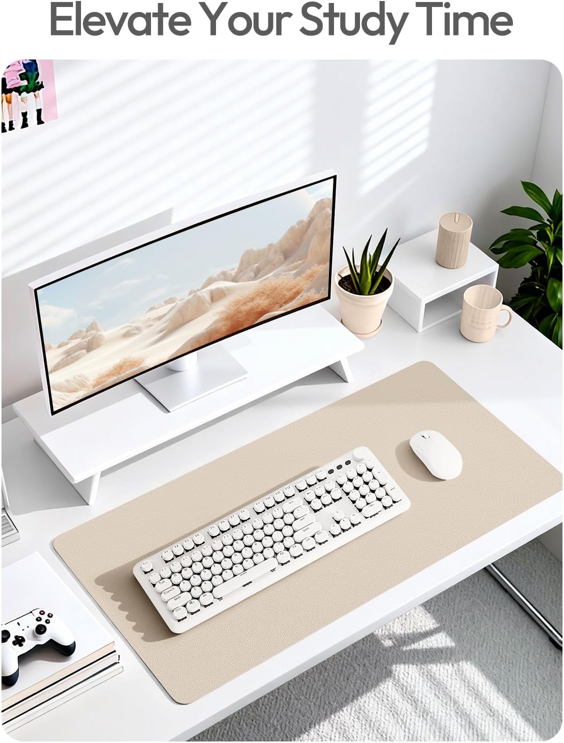 YSAGi Leather Office Desk Pad Protector, Large Mouse Pad, Non-Slip, PU Leather, Laptop Desk Blotter, Waterproof Writing Pad for Office and Home, Black, 23.6" x 13.8" - Colors A