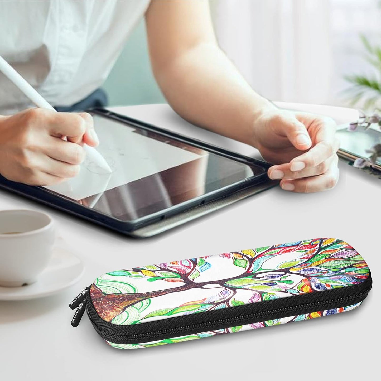 Fintie Holder Case for Apple Pencil Pro, Apple Pencil (USB-C / 1st / 2nd Generation), PU Leather Carrying Bag Sleeve Compatible with Pen, USB Cable, Samsung Stylus, Lilac Marble