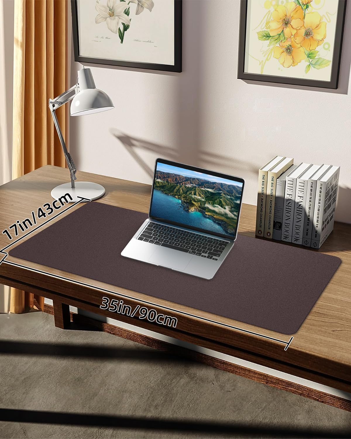 Leather Desk Pad Protector, Office Desk Mat, Large Mouse Pad, Non-Slip PU Leather Desk Blotter, Laptop Desk Pad Desk Accessories for Office and Home (Black, 40" x 17")