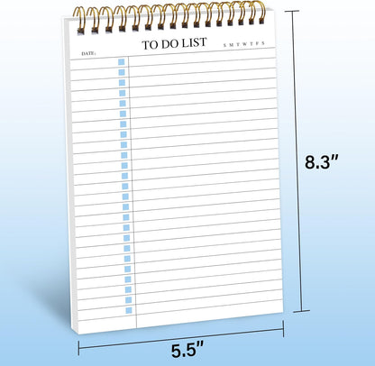 To Do List Notepad 3 Pack, Undated Daily Planner Notepad With To Do List Notebook Checklist Planner Spiral Waterproof Notepad for Office Supplies, School Planner, 52 Sheets/Pack, 5.5"*8.3" A5 Size
