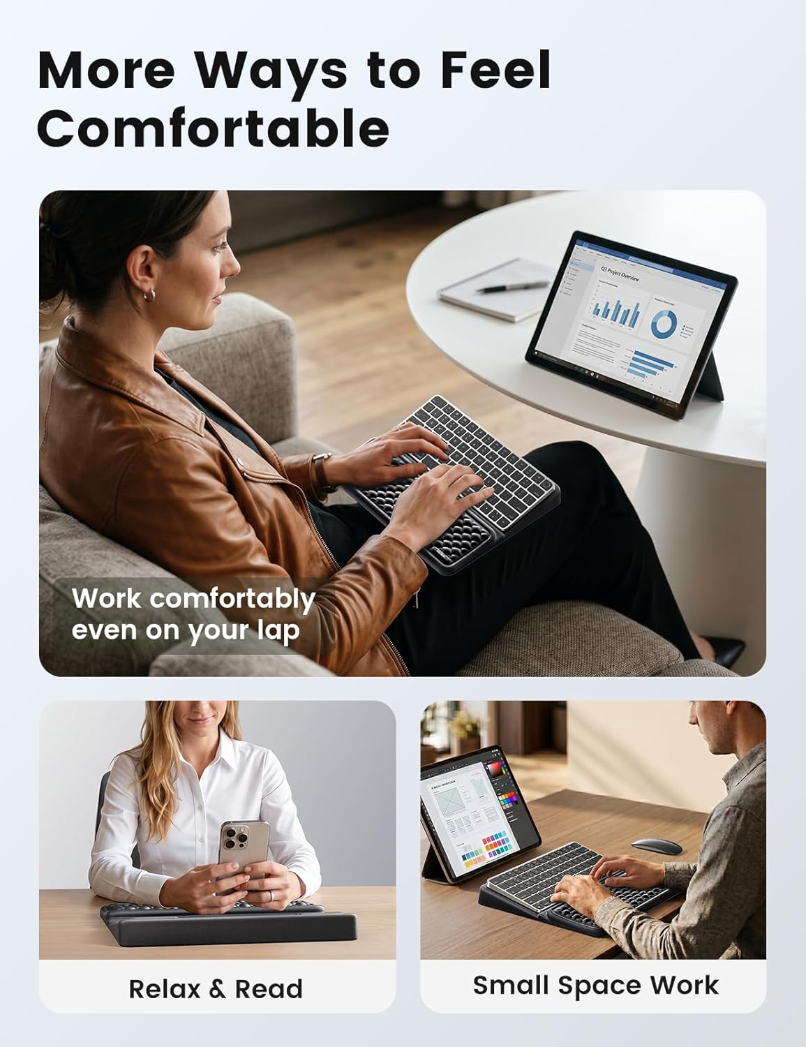 Vaydeer Wrist Rest with Keyboard Stand, Computer Wrist Support Pad, Ergonomic Keyboard Riser Holder Lifter Tray with Wrist Pad, Soft Memory Foam Desk Cushion, Palm Hand Typing for Office Home School