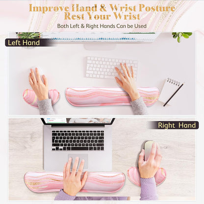 Gimars Upgrade Enlarge Silky and Superfine Fabric Gel Memory Foam Keyboard Wrist Rest Set, Ergonomic Keyboard Mouse Wrist Support for Typing Pain Relief, Comfort for Office, Gaming, Computer, Black