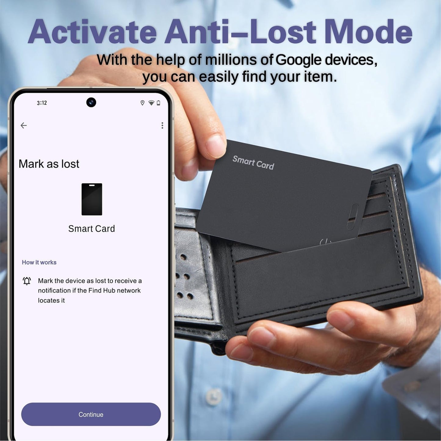 Reyke Wallet Tracker Android Card, Rechargeable Thin Wallet Finder, Compatible with Google Find Hub Device, Luggage Tracker for Passports, Laptop, IP68 Waterproof