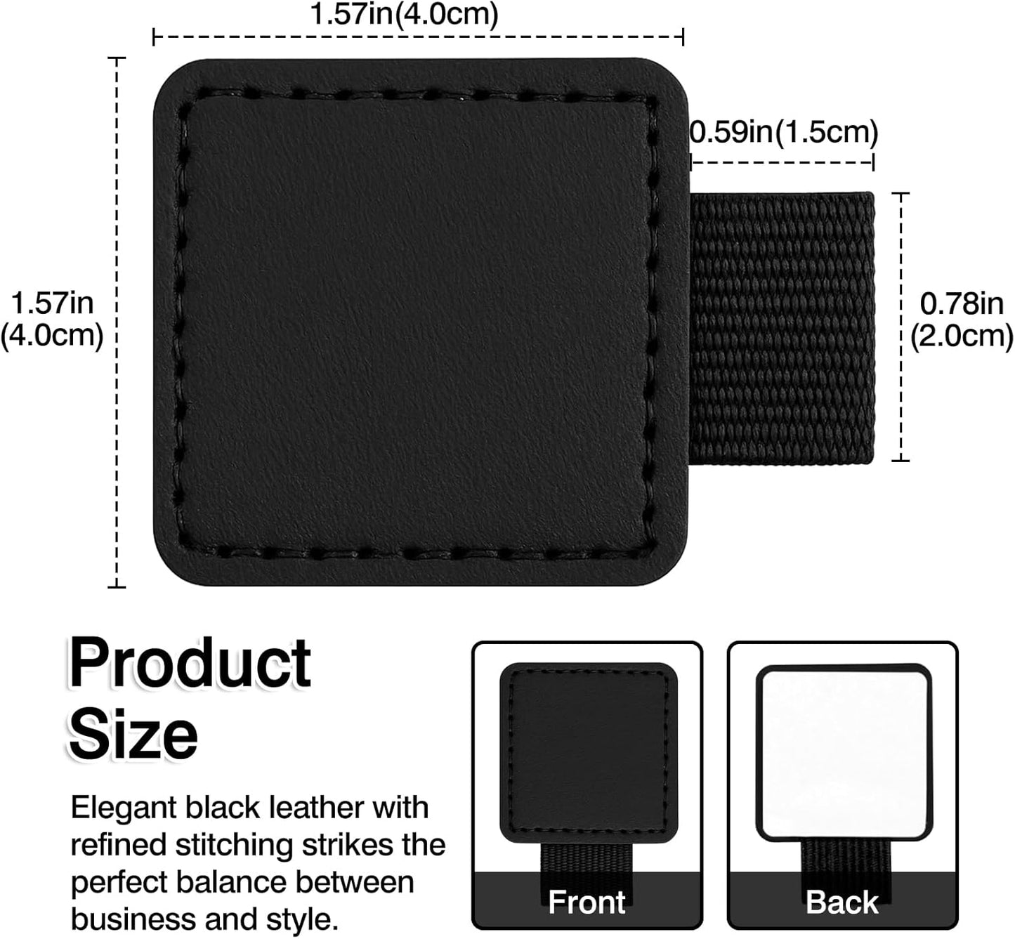 4-Pack Black Elastic Pen Loop Holders – Adhesive PU Leather Sleeves