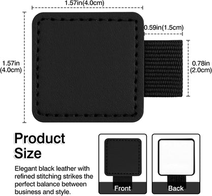 4-Pack Black Elastic Pen Loop Holders – Adhesive PU Leather Sleeves