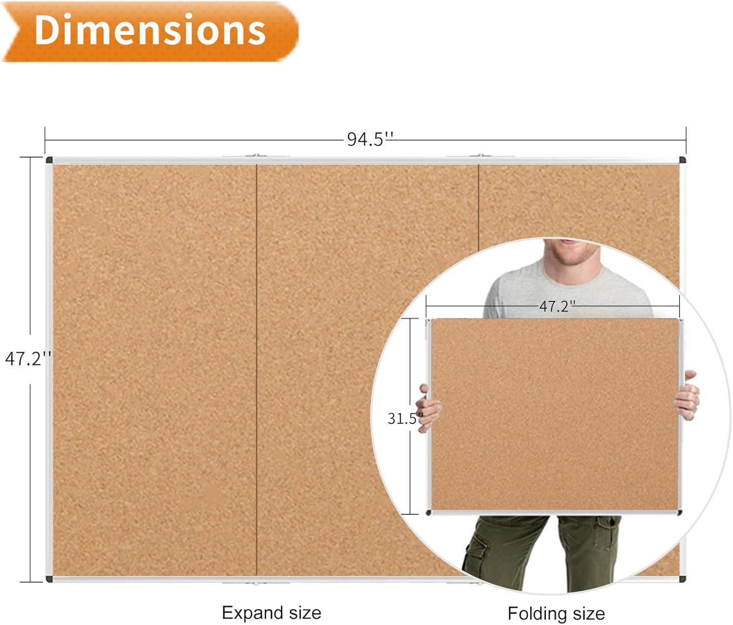 VIZ-PRO Cork Notice Board, 36 X 24 Inches, Silver Aluminium Frame