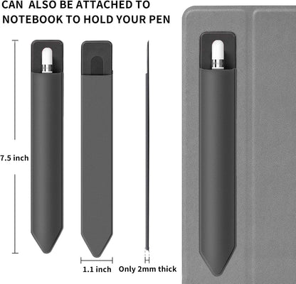2 Pack Pencil Holder for Apple Pencil 1st 2nd Generation, YUOROS Adhesive Pencil Sleeve for iPad iPad 9th/8th Gen, Tablet Stylus Surface Pen (Black, Black)
