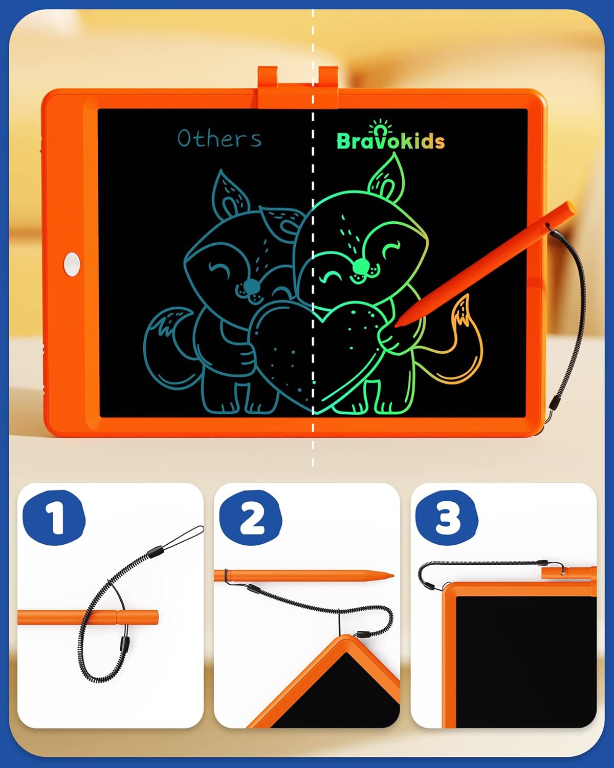 Bravokids 12 Inch LCD Writing Tablet for 3 Year Olds - Electronic Drawing Pad and Doodle Board as Educational Birthday Gifts for Girls and Boys (Pink)