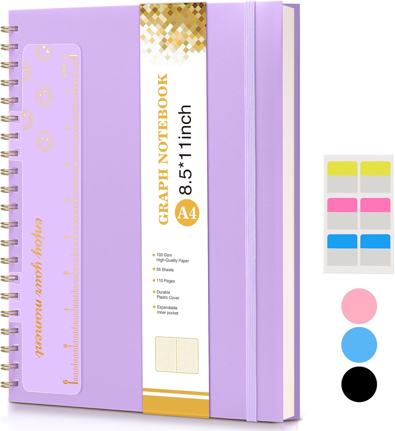 Dotted Notebook, Spiral Notebook Journal 8.5” x 11”, A4 Large Dot Grid Notebooks for Women Men, 100 GSM Dotted Paper, Plastic Hardcover Spiral Bullet Journals for Work School Sketching, Green