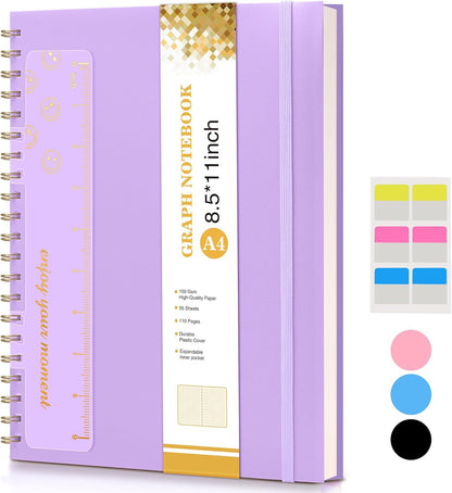 Dotted Notebook, Spiral Notebook Journal 8.5” x 11”, A4 Large Dot Grid Notebooks for Women Men, 100 GSM Dotted Paper, Plastic Hardcover Spiral Bullet Journals for Work School Sketching, Green