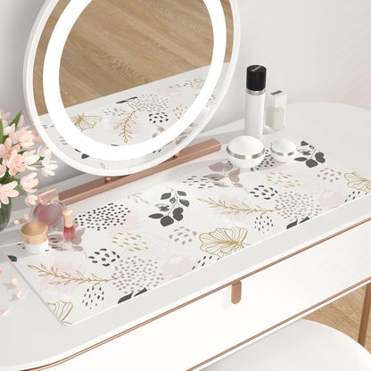 QIYI Large Mouse Pad, Cute Pink Desk Mat for Desktop, Women Girls PU Leather Desk Pad Waterproof Gaming Mousepad, Rose Gold Marble Computer Protector Writing Pad for School Office Home 31.5" x 15.7"